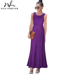 Nice-forever Summer Women Boho Sexy Backless Dresses Casual Beach Holiday Slim Maxi Dress bty317 210419