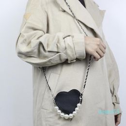 Women Mini Crossbody Bag Pearl Strap Love Heart Flap Bags Quality Leather Chain Shoulder Messenger Female Handbag And Purse Cross Body