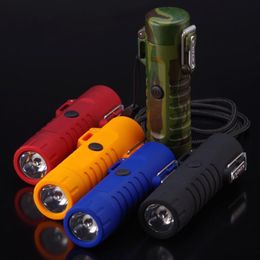 Flashlights Torches Multifunctional Usb Waterproof Double Arc Charging Lighter With Led Lamp