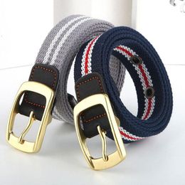Belts Fashion Stripe Canvas Belt Metal Buckle Women And Men Casual For Boy Girl Students Waistband Male Female