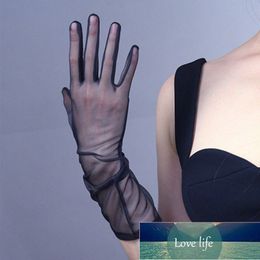 Sexy Lace Elastic Driving Sunscreen Gloves 38cm Women Summer Thin Long Black Gauze Anti-UV Transparent Opera Party Glove Factory price expert design Quality Latest