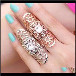 Cluster Drop Delivery 2021 Crystal Joint Ring Designs Rose Gold Jewellery Personality Finger Rings Hand Fashion Accessories Christmas 9Jfbn
