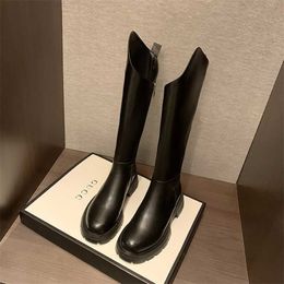 Falazoe Genuine Leather Riding Boots Women's Round Toe Zip Luxury Brand Knee High Tall Long Wide Calf Plus Size 41 43 10 211021