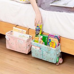 Fabric Storage Organiser Hanging Bag Home Bedroom Bedside Office Table Kitchen Basket Modern 7 Colours with Hook Sundries 211102