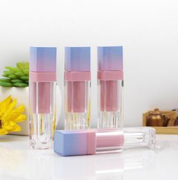 500pcs/lot Square Empty Lip Gloss Tube Bottle Gradient Pink Blue Plastic Elegant Lipstick Liquid Cosmetic Containers 5ml Sample Bottles SN1223
