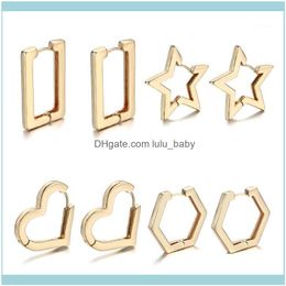 Hoop Jewelryhoop & Hie Simple Geometric Square Star Copper Earrings Punk Gold Circle Small Love Heart Jewelry Bijoux 20211 Drop Delivery 202