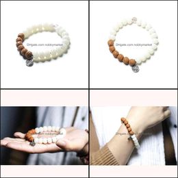 Charm Bracelets Jewelry White Jade Bodhi Hand String Root Little King Kong Qing Light Bracelet Art Gift Girl Drop Delivery 2021 Vsvg2