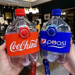 -Cartoon Creative Cola Cola Palha Garrafa de Água Americana Material de Tratin Plástico para levar Cool Point Waters Copos Gyq