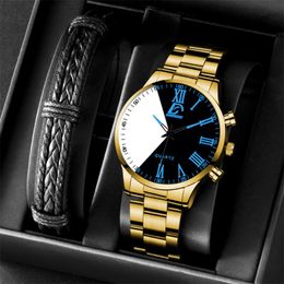 Wristwatches Mens Watche Fashion Minimalist Creative Two-color Splicing Men Business Stainless Steel Quartz Bracelets Watch Relogio Masculin