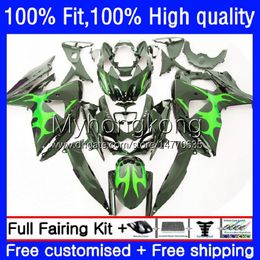 Injection For SUZUKI GSXR 1000CC 1000 CC 2009 2010 2011 2012 2013 2015 2016 Body 28No.85 K9 GSXR-1000 GSX-R1000 Green flames 09-16 GSXR1000 09 10 11 12 13 14 16 OEM Fairing