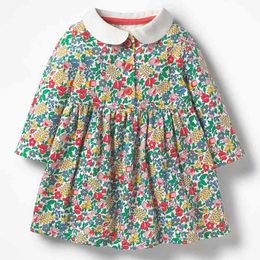 Little maven 2-7Years Baby Girl Fancy For Autumn New Children's Girl's Long Sleeve Floral Print Beautiful princess Dress 210317