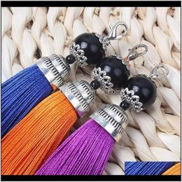 tassel earrings diy Australia - Arts And Crafts 5Pcs Round End Caps Silk 7Cm Earrings Charm Polyester Satin Tassels For Diy Jewelry Making Lobster Clasp Tassel Pendan N6Btr