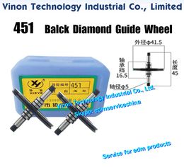 451 Black Diamond Guide Pulley (1 Pair=2PCS) XieYe Brand Parts. OD. 41.5mm, Axis dia. 5mm, Total length 44mm. High Precision Guide-Wheel for CNC Molybdenum Wire Cut EDM Machines