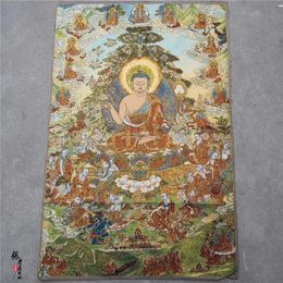 Thangka portrait brocade painting silk religious figure Tathagata Thangka embroidery mural in Nepal Tibet