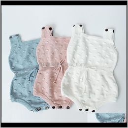 Jumpsuitsrompers Baby Clothing Baby Maternity Drop Delivery 2021 Infant Unisex Autumn Knit Triangle Rompers 3 Solid Sleeveless Cotton Wool Ju