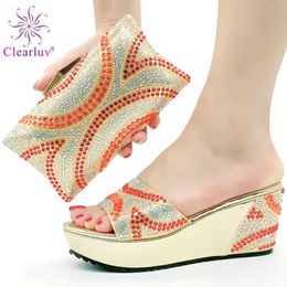 Shoes and Bag Set Selling Italian Style Slingbacks African Women Slippers Nigerian Sandals High Quality 210624