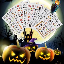 halloween glue on nails UK - Stickers & Decals DIY Halloween Nail Sticker For Manicure Design Back Glue Fearsome Pumpkin Decoration Art Nails Wraps