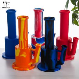 Smoke Food Grade Silicon Water Pipe 9.8 Inch Glass Bongs Including Silicone Down Stem and bowl For Oil Rigs