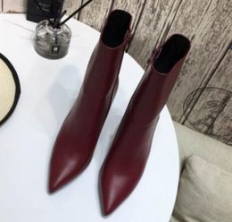 Top quality Sheepskin inside luxury designer Black Patent Leather Pointed Thrill Heel Women Ankle Boots ladies dress shoes 5188