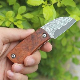 New-Arrival Small Damascus Folding Knife VG10 Damascuss Steel Blade Stainless Steels Sheet + Rosewood Handle EDC Pocket Knives