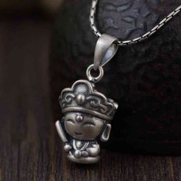 Real S925 Men Women Little Buddha Retro Fashion Silver Tang Seng Necklace Pendant Jewellery Gift without Chains