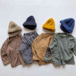 Spring Baby Boys Girls Stripe Children T-shirt Children's Autumn Long Sleeve Keep Warm 210521