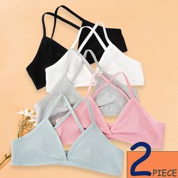 ultra thin strap bra Canada - 2 PCS Comfort Cotton Bra for Women French Style Bralette Sexy Push Up Bra Ultra-thin Sleep Tops Cross Straps Wire Free Lingerie