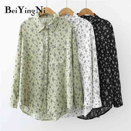 Floral Printed Shirts Female Loose Retro Young Casusal Korean Blouses Women Sweet Streetwear All-match Blusas Mujer OL 210506