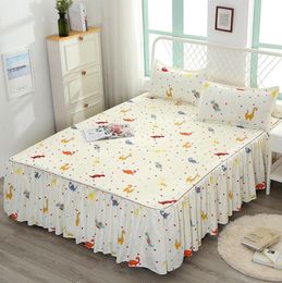 Princess Bed Sheet Non-slip Fitted Sheet Cover Sanding Bedspread Single Double Bed Skirt Dust Ruffle With Pillowcase F0063 210420