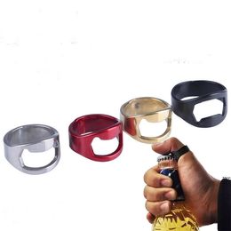 New Portable Finger Ring Bottle Opener Colourful Stainless Steel Beer Bar Tool Bottel Favours RRB12647