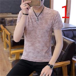 Men's short-sleeved business t-shirt solid Colour slim trend summer men's clothing 210420