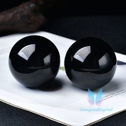 Black Obsidian Sephere Natural Crystal Healing Ball Meditation Decor
