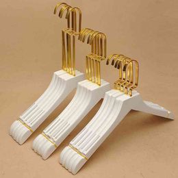 10pcs/lot Gold Hook Hanger Adult Wooden Hangers For Clothes Rack el Clothes Store Hanger (30pcs or more can ) 210702