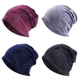 Women's Velvet Beanie Hats Winter Warm Slouchy Baggy Hat Hair Loss Chemo Thin Male Casual Sleeping Cap Hair accessories