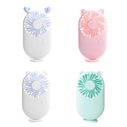 1pcs Cute Portable Mini Fan Handheld Chargeable Desktop USB Fans 3 Mode Adjustable Summer Cooler For Outdoor Travel Office