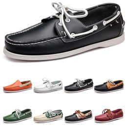 three Mens casual shoes leather British style black white brown green yellow red fashion outdoor comfortable breathable