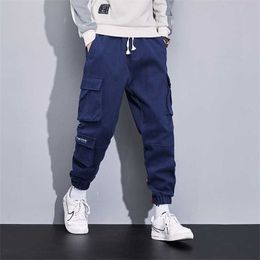 Plus Size Multi-Pockets Cargo Pants Men Streetwear Jogger Pants Ankle-Length Casual Baggy Pants 6XL 7XL 8XL 211119