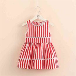 Summer 3-8 9 10 Years Children's Birthday Elegant Princess Cute Kids Striped Sundress Tank Dressy Dresses For Girls 210529