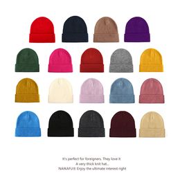 Knitted Hats Pure Colours Woollen Hat Hip Hop Crochet Ski Cap Winter Outdoor Beanie Wool Skull Caps Fashion Women Windproof Coldproof Beanies Customizable WMQ1192