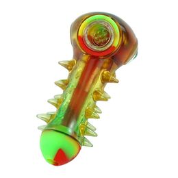 tobacco pipe smoking bubber silicone pipes bowl wax burner oil rig glass bong length 4.2"