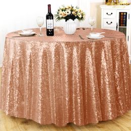 Table Cloth 60 Inch Round Sequin Tablecloth Rose Gold Glitter Cover Party Wedding Catering Decoration-M1017