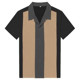 Charlie Harper Shirt Vertical Striped s for Men 50s Rockabilly Button-Down Cotton s Short Sleeve Vintage Dress 210626