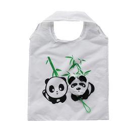 Creative Cartoon Bags Animals Panda Printing Storage Foldable Polyester Biodegradable Recycled Shopping Bags