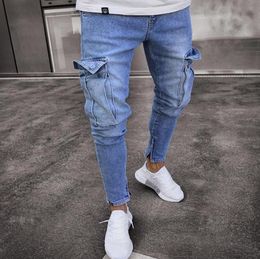 Men's Jeans Selling Stretch Men's Trendy Knee Hole Zipper Trousers In