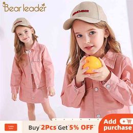 Girls Casual Clothing Sets Kids Girl Autumn Outfits Cool Jackets Coat and Skirt 2Pcs Kid Suit 2 6Y 210429