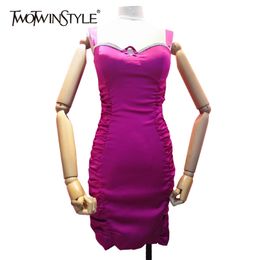 Sexy Diamonds Sling Dress For Women Square Collar Sleeveless High Waist Ruched Slim Bodycon Dresses Female 210520