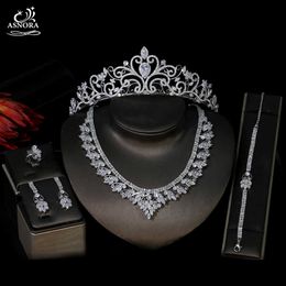 ASNORA Fashion 3A cubic zirconia headdress set, European Jewellery women's Jewellery suitable for bridal wedding Jewellery set T0870 H1022