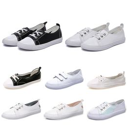 2021 moda donna scarpe piatte in pelle colore bianco nero beige comode sneakers sportive da donna in tela taglia 36-40