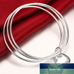 New Trendy 925 Silver Three Circle Heart Pendant Bracelet Bangles For Women Jewellery Love Bracelet Factory price expert design Quality Latest Style Original Status