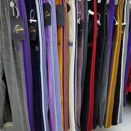 AWGE Needles Pants Rocky Pants Hip Hop 1: 1 Pantaloni sportivi da pista con ricamo a farfalla di alta qualità Pantaloni con aghi giapponesi X0628